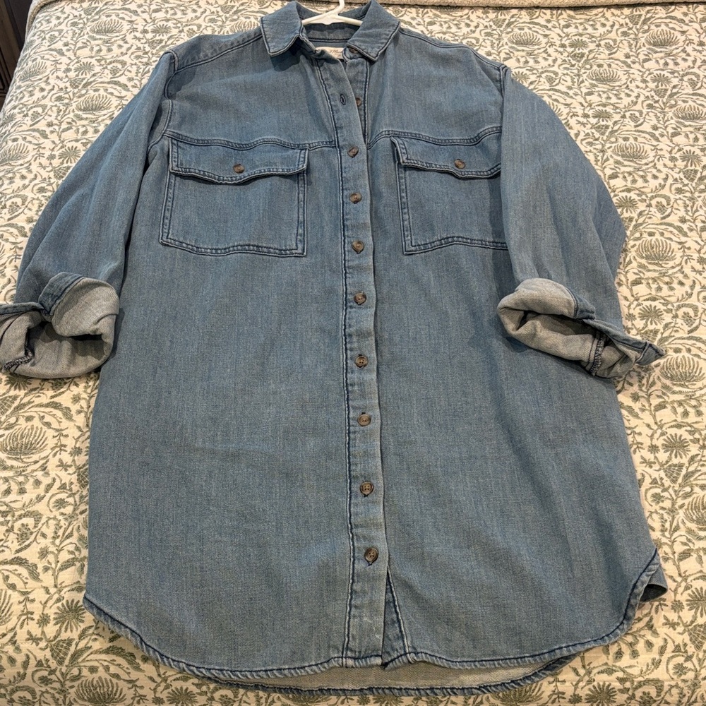 Universal Thread denim chambray long sleeve button up shirt dress S